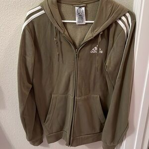 Matcha Green Classic Logo Striped Zip Hoodie Jacket | adidas